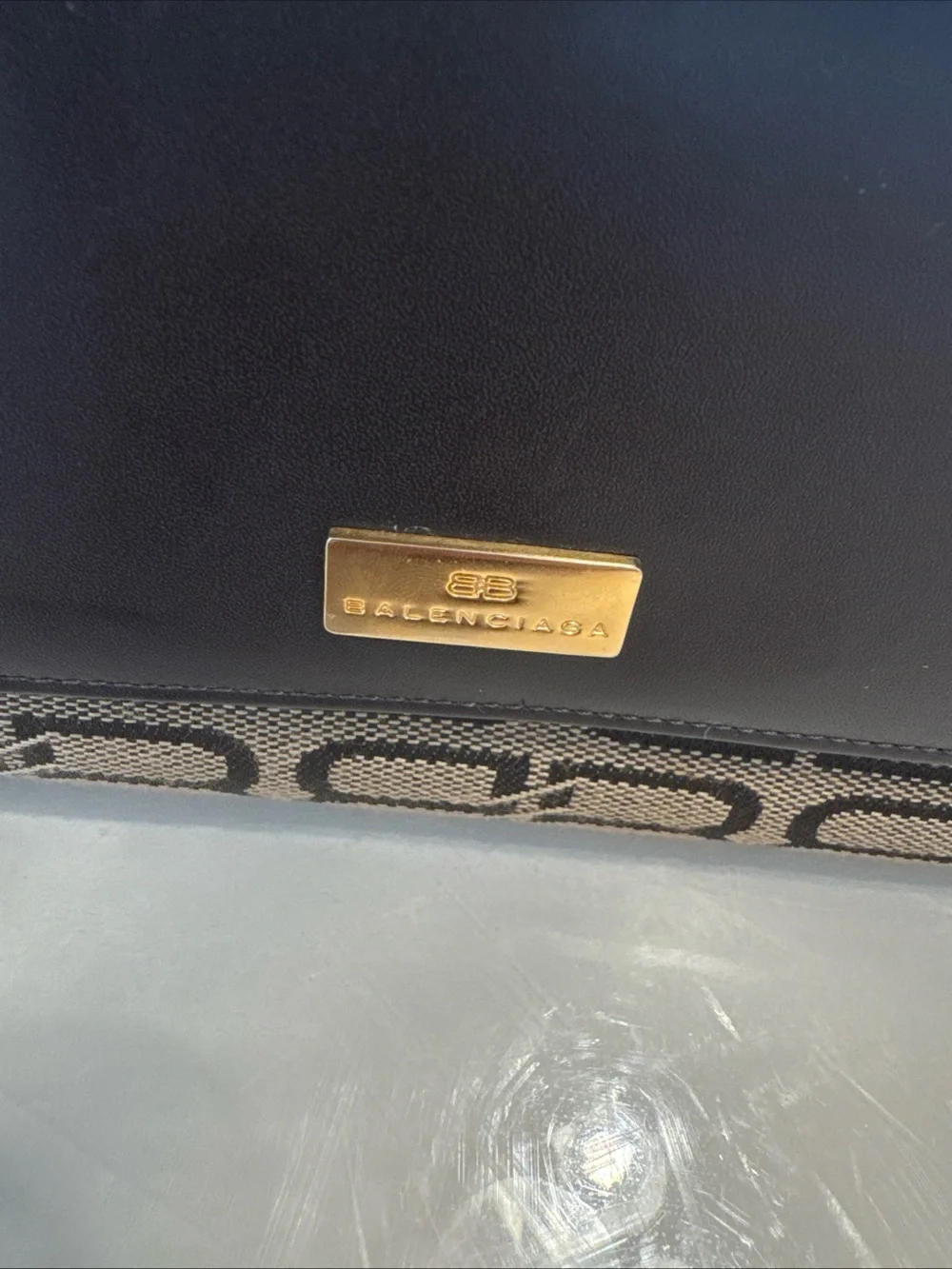 Balenciaga Dark Brown Leather & Beige Logo Continental Wallet BB